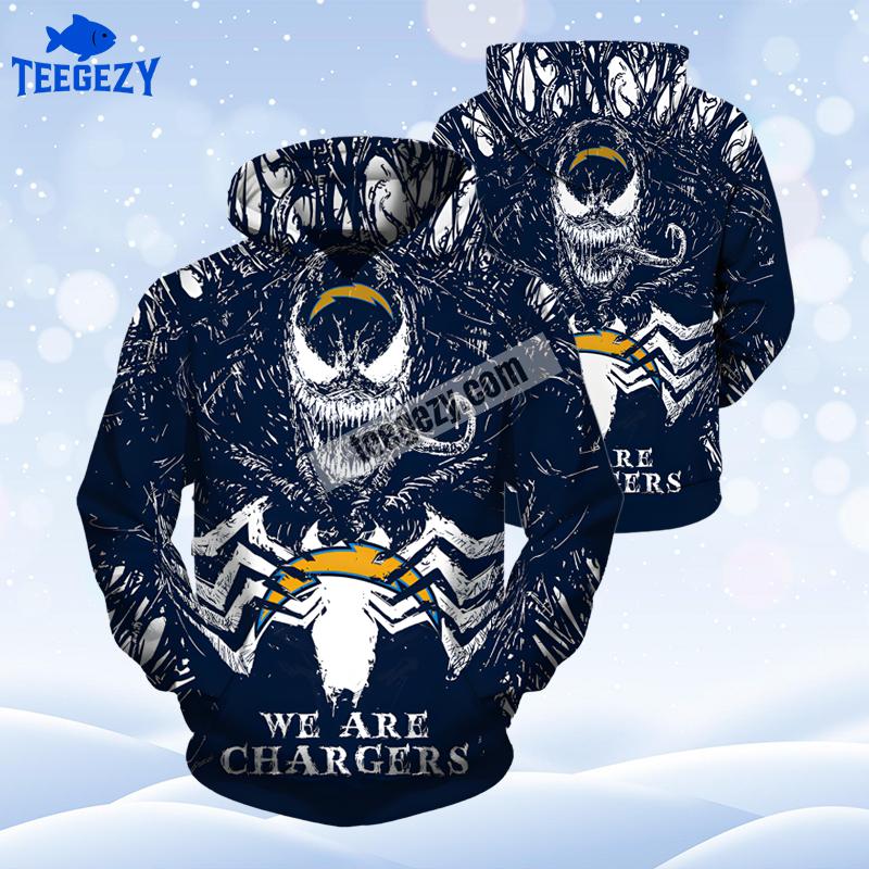 Los Angeles Chargers Venom Blue 3D Hoodie Los Angeles Chargers Venom Blue 3D Hoodie
