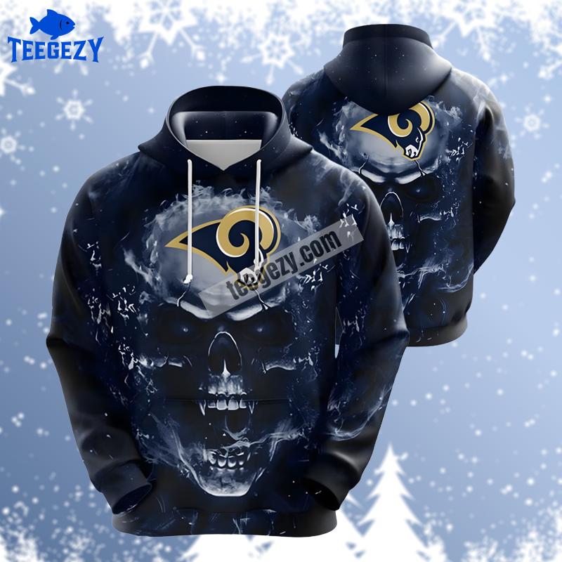 Los Angeles Rams Burning Skull Black Unisex 3D Hoodie Los Angeles Rams Burning Skull Black Unisex 3D Hoodie