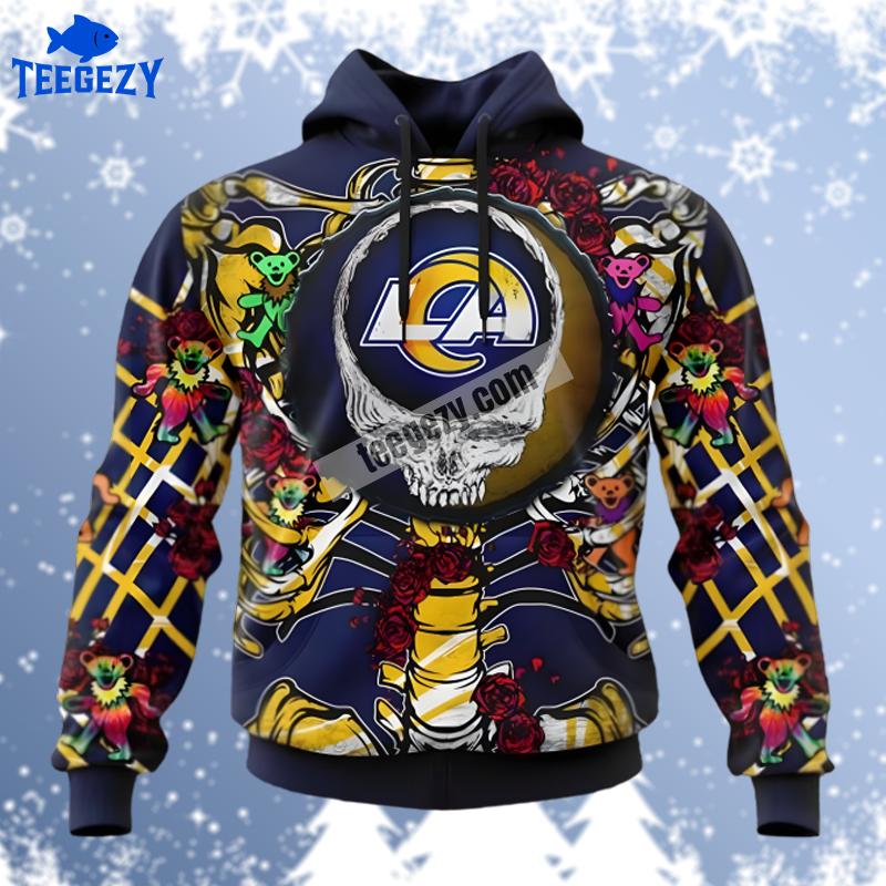 Los Angeles Rams Grateful Dead Blue Cool 3D Hoodie Los Angeles Rams Grateful Dead Blue Cool 3D Hoodie