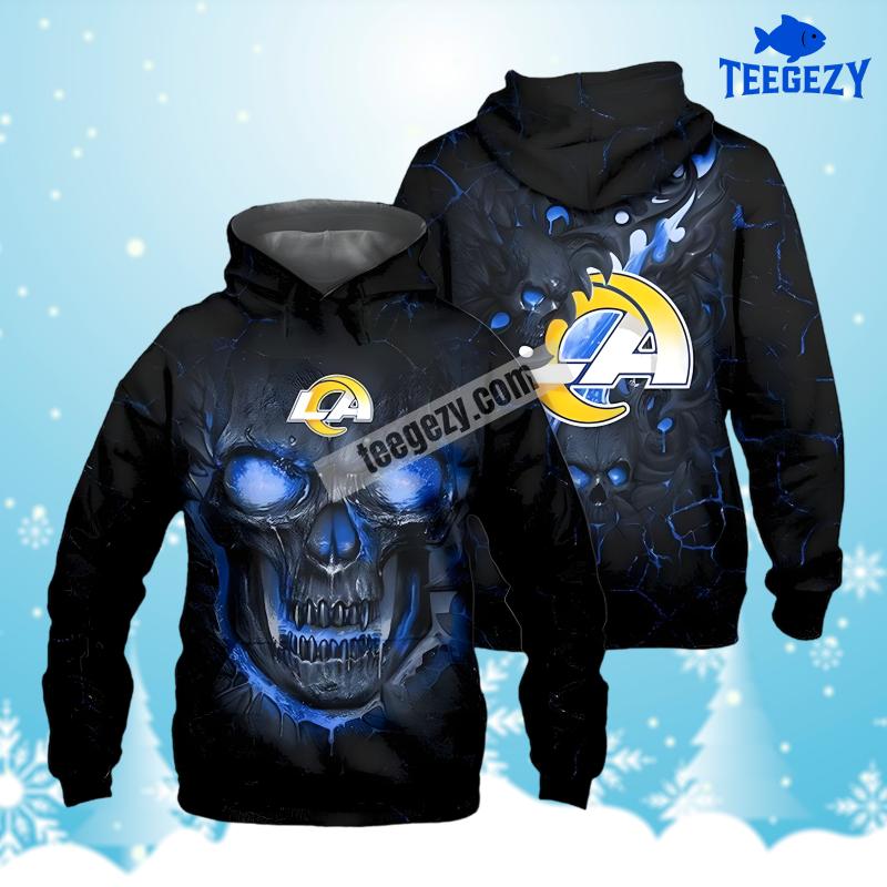 Los Angeles Rams Lava Skull Black Blue Zip Up 3D Hoodie Los Angeles Rams Lava Skull Black Blue Zip Up 3D Hoodie