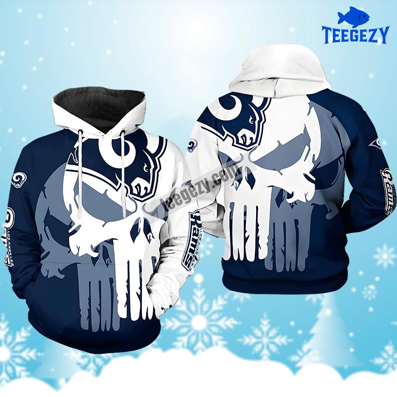 Los Angeles Rams Skull White Blue Graphic 3D Hoodie Los Angeles Rams Skull White Blue Graphic 3D Hoodie