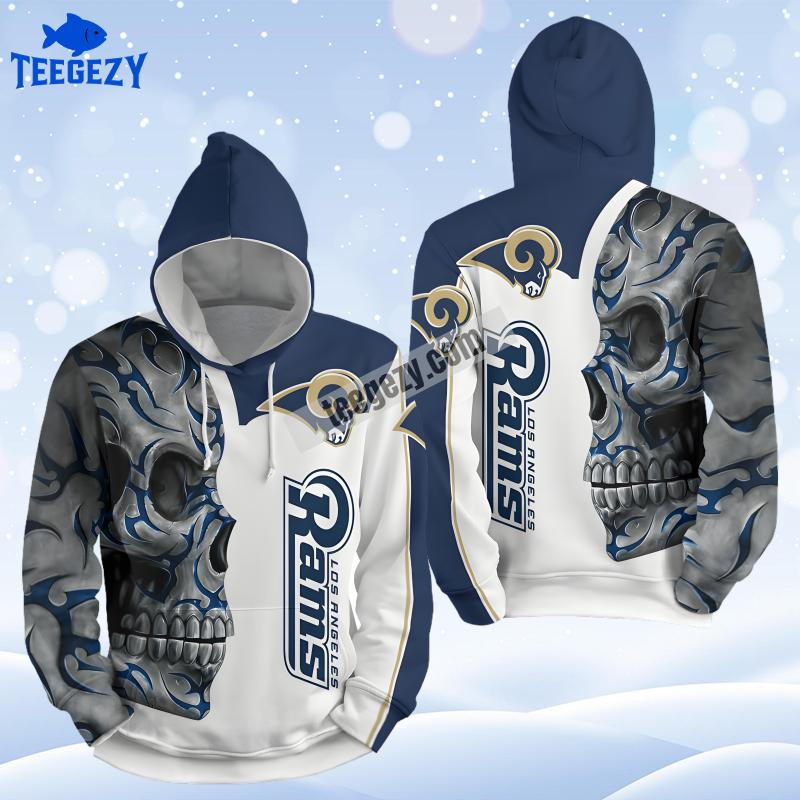Los Angeles Rams Skull White Blue Womens 3D Hoodie Los Angeles Rams Skull White Blue Womens 3D Hoodie