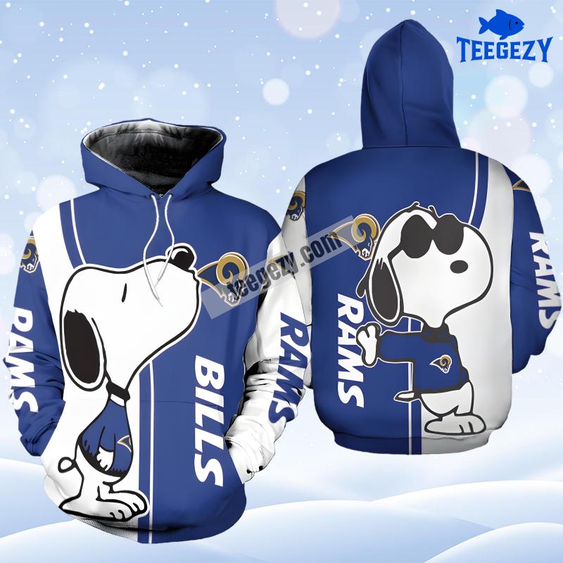 Los Angeles Rams Snoopy White Blue 3D Hoodie Los Angeles Rams Snoopy White Blue 3D Hoodie