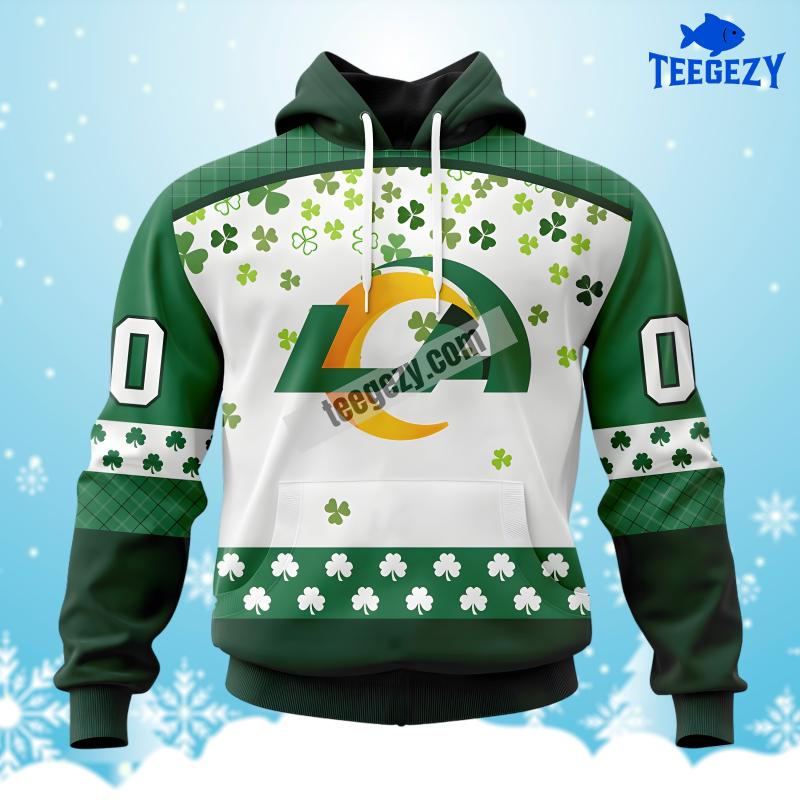 Los Angeles Rams St Patrick Day Green White Design Personalized 3D Hoodie Los Angeles Rams St Patrick Day Green White Design Personalized 3D Hoodie