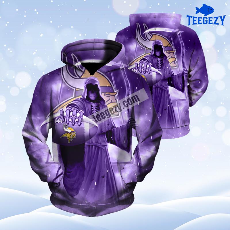 Minnesota Vikings Death Skull Purple Womens 3D Hoodie Minnesota Vikings Death Skull Purple Womens 3D Hoodie