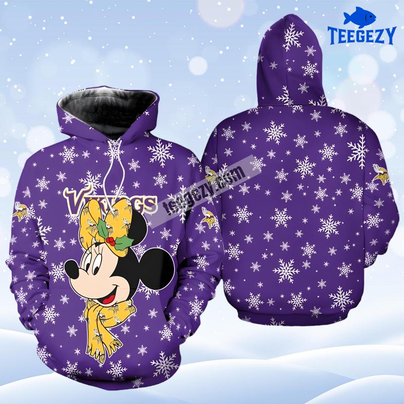 Minnesota Vikings Minnie Mouse Christmas Purple Realistic 3D Hoodie Minnesota Vikings Minnie Mouse Christmas Purple Realistic 3D Hoodie