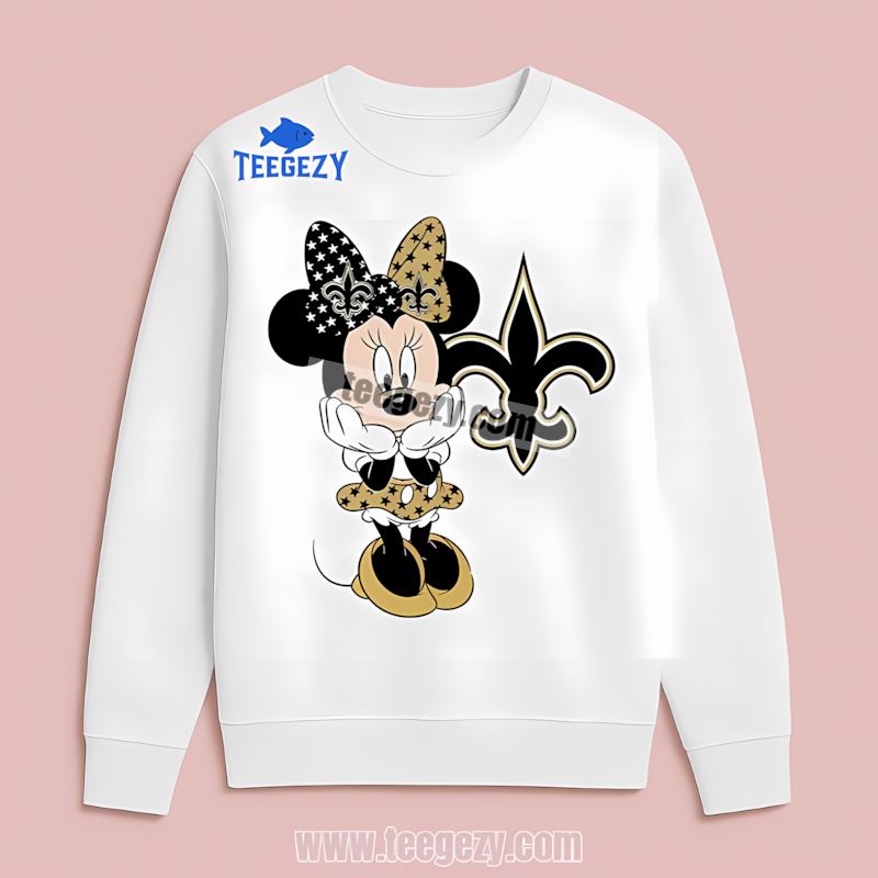 Minnie Mouse New Orleans Saints Star Mens Long Sleeve Minnie Mouse New Orleans Saints Star Mens Long Sleeve