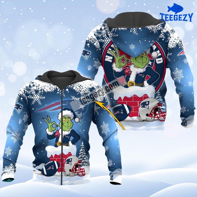 New England Patriots Christmas Grinch Chimney Blue For Sale Personalized 3D Hoodie New England Patriots Christmas Grinch Chimney Blue For Sale Personalized 3D Hoodie
