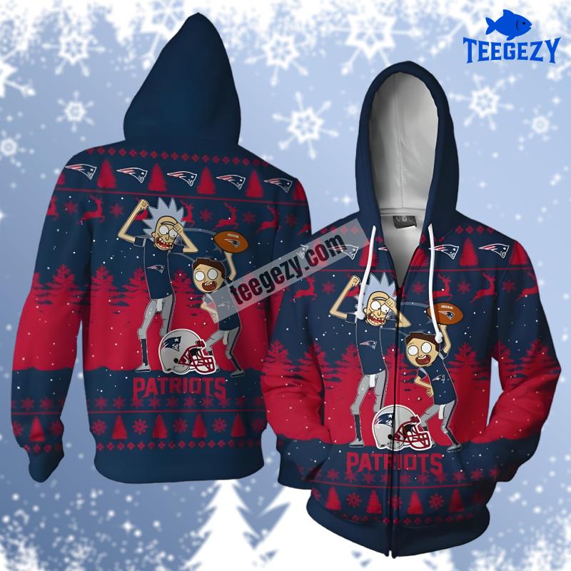 New England Patriots Rick And Morty Red Blue Graphic 3D Hoodie New England Patriots Rick And Morty Red Blue Graphic 3D Hoodie
