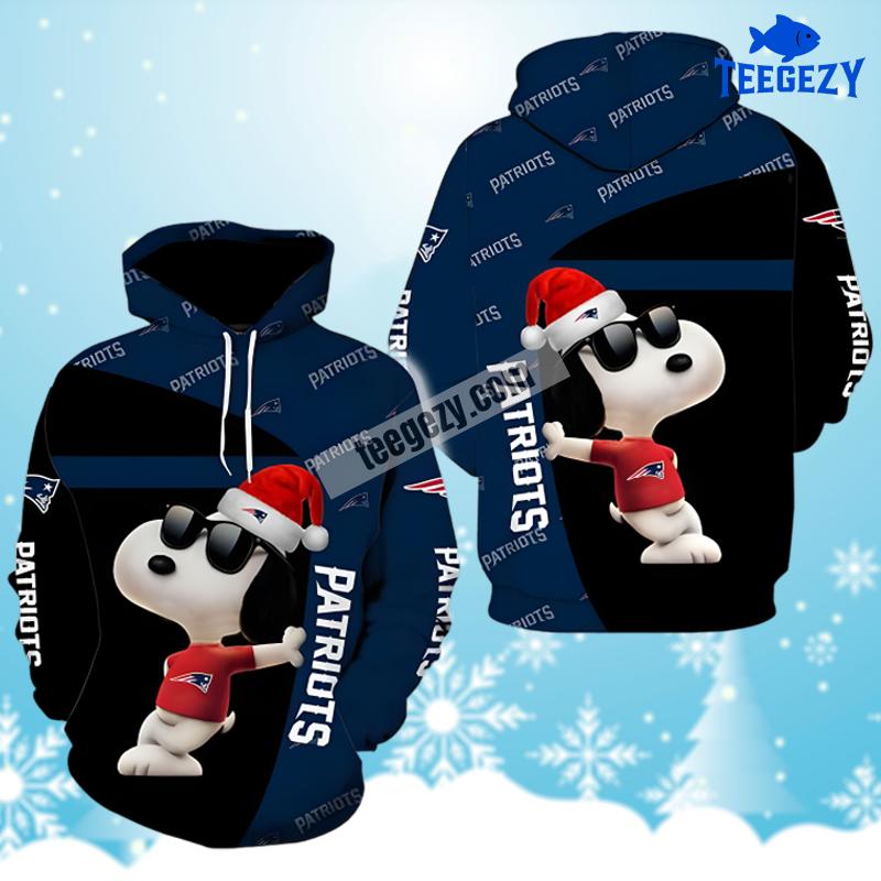 New England Patriots Santa Snoopy Christmas Black Blue Mens 3D Hoodie New England Patriots Santa Snoopy Christmas Black Blue Mens 3D Hoodie