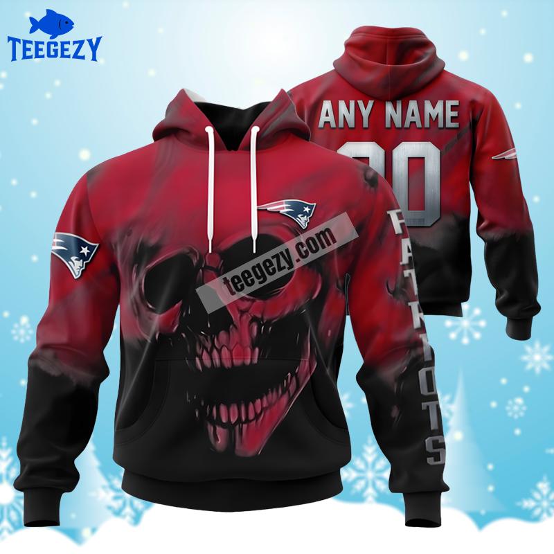 New England Patriots Skull Red Black Youth Personalized 3D Hoodie New England Patriots Skull Red Black Youth Personalized 3D Hoodie