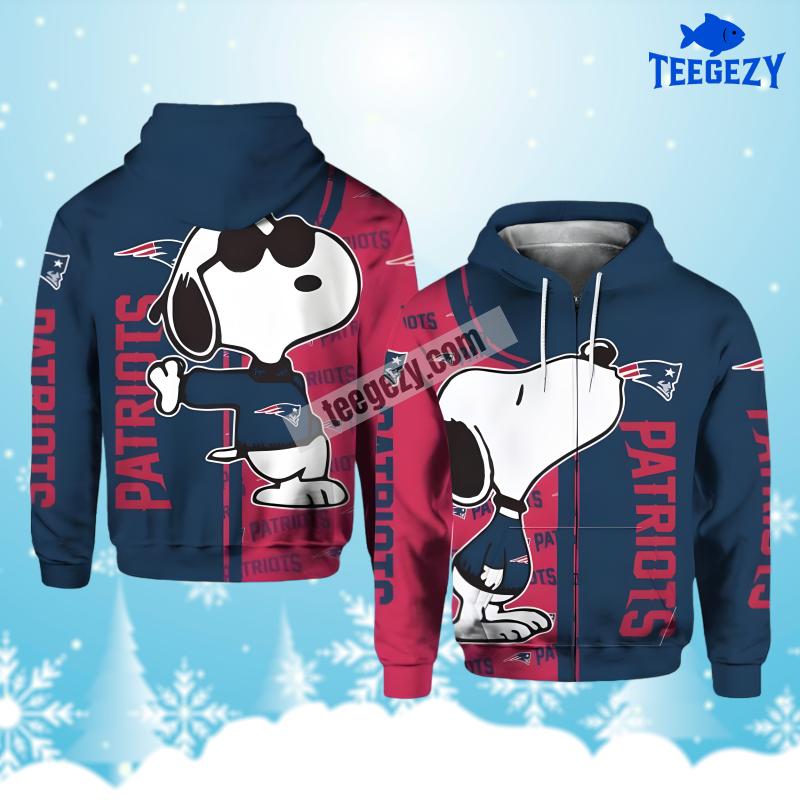 New England Patriots Snoopy Christmas Red Blue Realistic 3D Hoodie New England Patriots Snoopy Christmas Red Blue Realistic 3D Hoodie