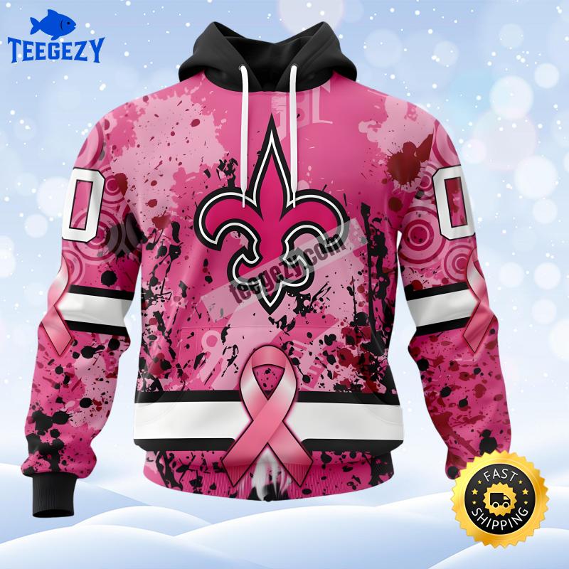 New Orleans Saints Breast Cancer Pink Zip Up Personalized 3D Hoodie New Orleans Saints Breast Cancer Pink Zip Up Personalized 3D Hoodie