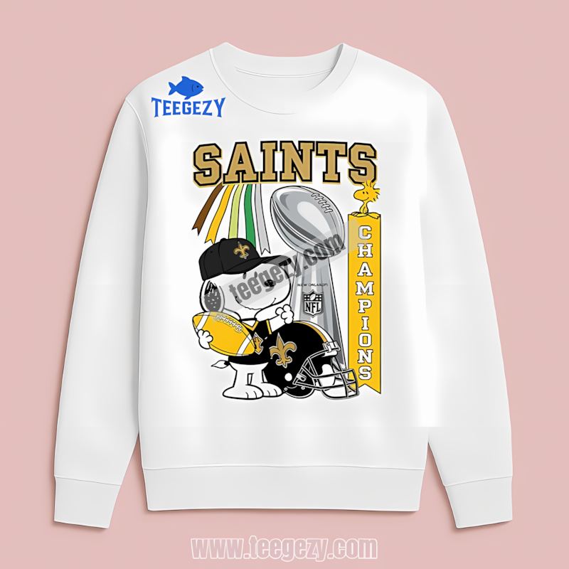 New Orleans Saints Champions Snoopy Celebration Long Sleeve New Orleans Saints Champions Snoopy Celebration Long Sleeve