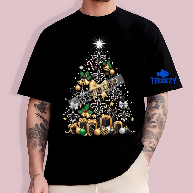 New Orleans Saints Christmas Tree Logo Fan T-Shirt New Orleans Saints Christmas Tree Logo Fan T-Shirt