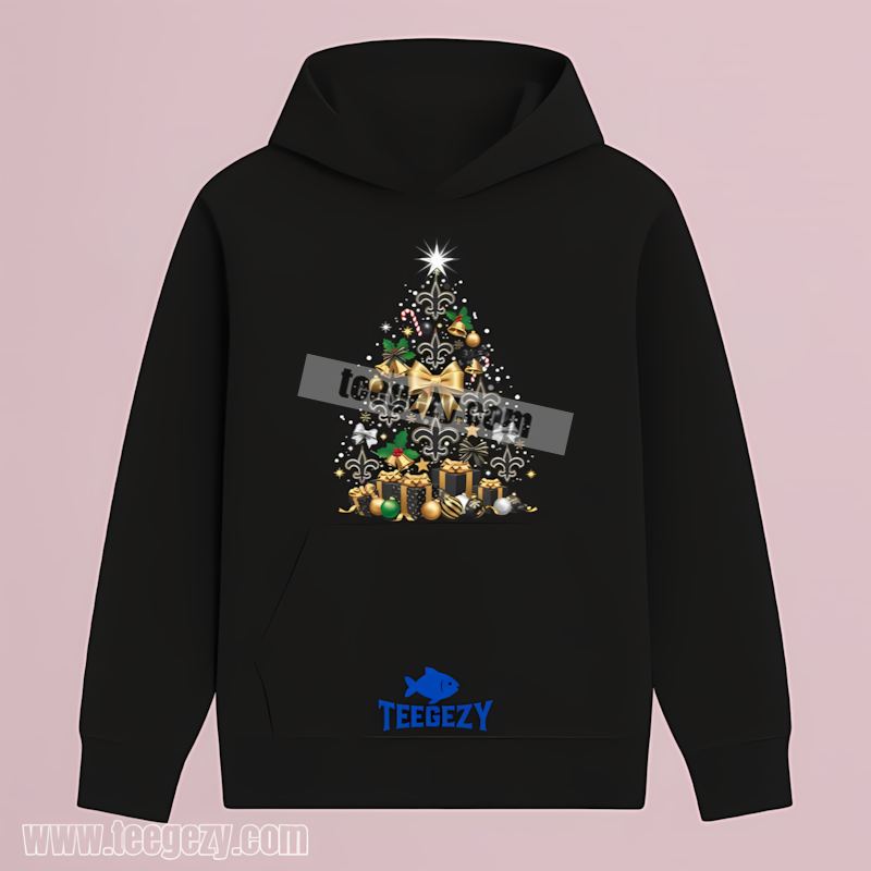 New Orleans Saints Christmas Tree Logo Fan Hoodie New Orleans Saints Christmas Tree Logo Fan Hoodie