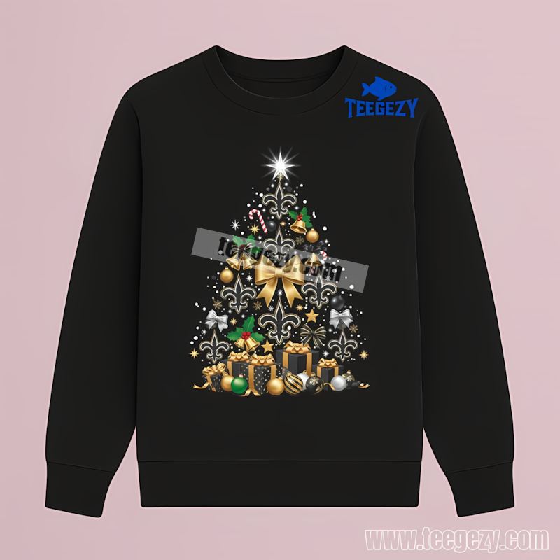 New Orleans Saints Christmas Tree Logo Fan Long Sleeve New Orleans Saints Christmas Tree Logo Fan Long Sleeve