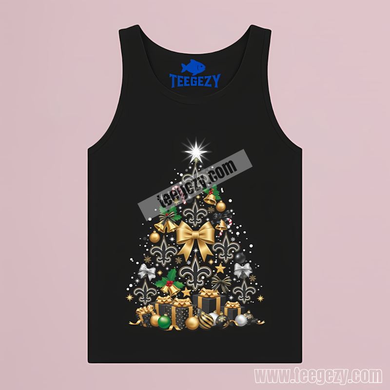New Orleans Saints Christmas Tree Logo Fan Tanktop New Orleans Saints Christmas Tree Logo Fan Tanktop