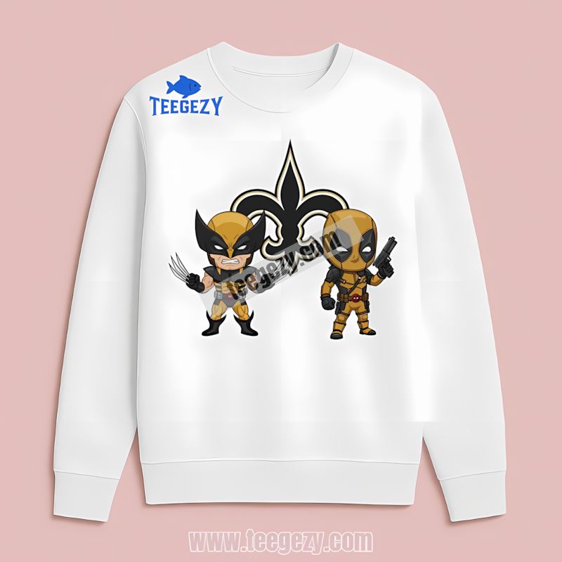 New Orleans Saints Deadpool Superhero Fan Long Sleeve New Orleans Saints Deadpool Superhero Fan Long Sleeve
