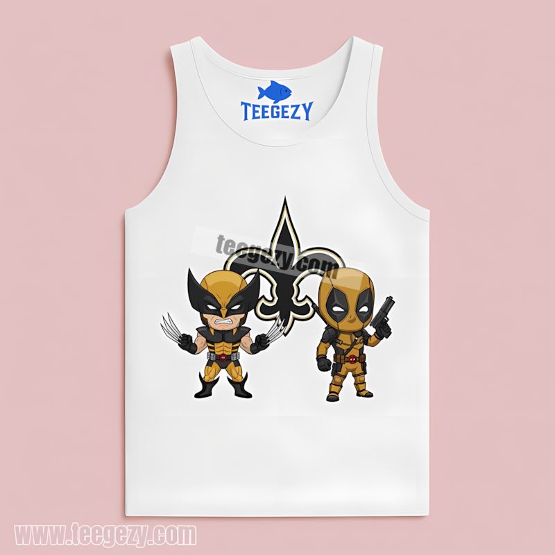New Orleans Saints Deadpool Superhero Fan Tanktop New Orleans Saints Deadpool Superhero Fan Tanktop