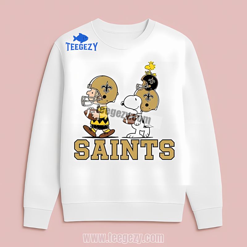 New Orleans Saints Drifit Long Sleeve With Charlie Brown Snoopy New Orleans Saints Drifit Long Sleeve With Charlie Brown Snoopy