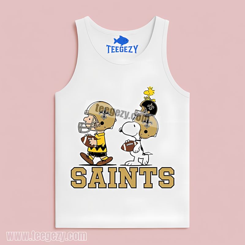 New Orleans Saints Drifit Tanktop With Charlie Brown Snoopy New Orleans Saints Drifit Tanktop With Charlie Brown Snoopy