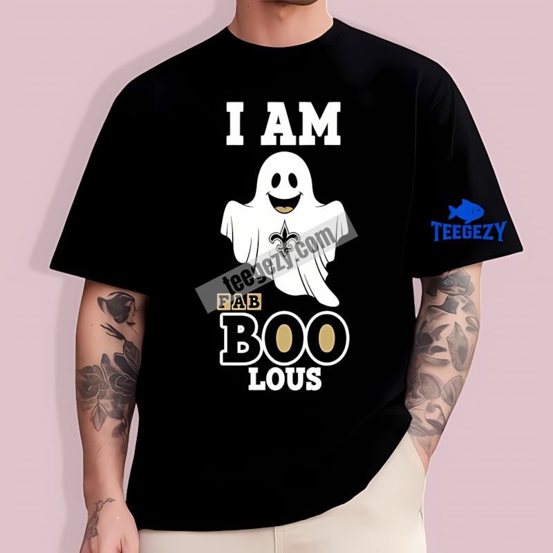 New Orleans Saints Ghost Short Sleeve T-Shirt Fan Tee I Am Fab Boo New Orleans Saints Ghost Short Sleeve T-Shirt Fan Tee I Am Fab Boo
