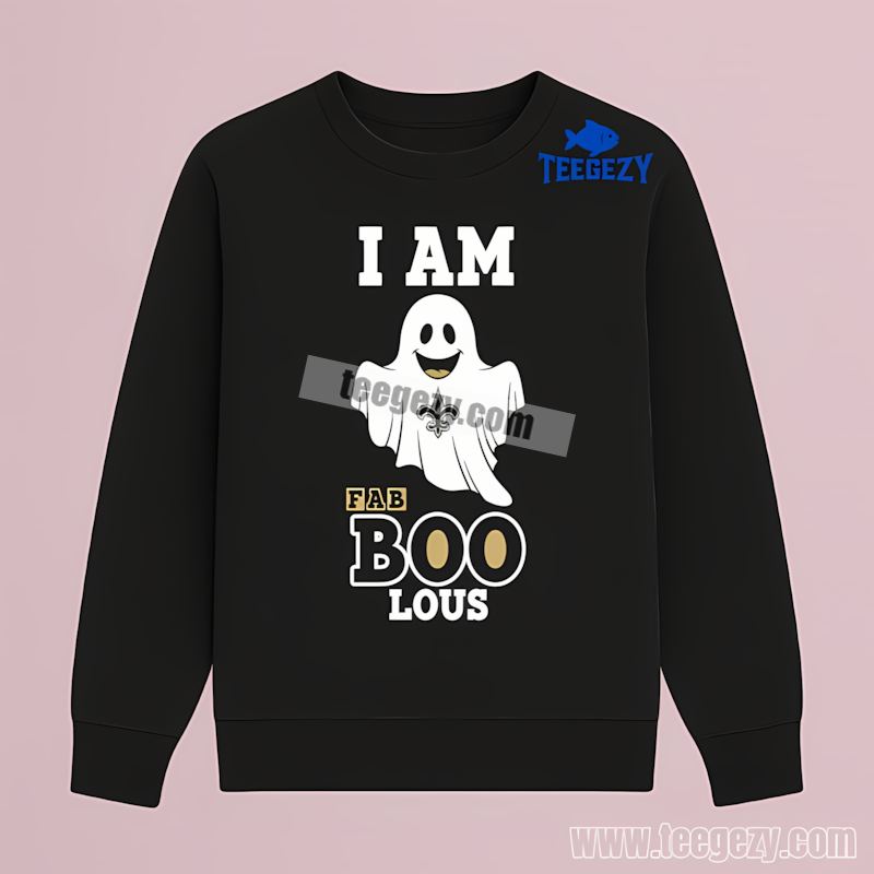 New Orleans Saints Ghost Short Sleeve Long Sleeve Fan Tee I Am Fab Boo New Orleans Saints Ghost Short Sleeve Long Sleeve Fan Tee I Am Fab Boo