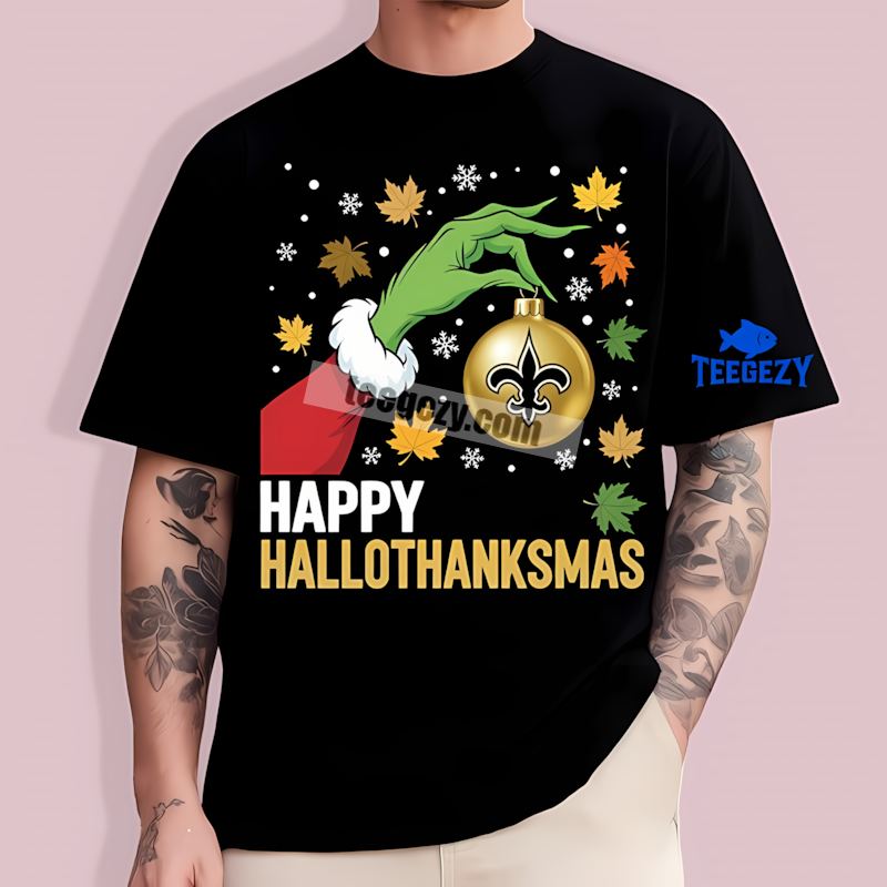 New Orleans Saints Hallothanksmas Unisex Fan T-Shirt New Orleans Saints Hallothanksmas Unisex Fan T-Shirt
