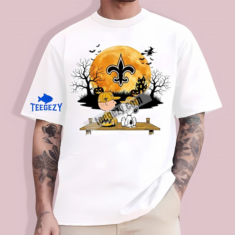 New Orleans Saints Halloween Charlie Brown Snoopy T-Shirt New Orleans Saints Halloween Charlie Brown Snoopy T-Shirt