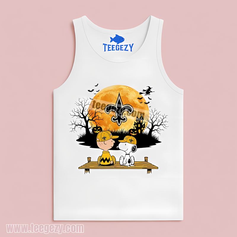 New Orleans Saints Halloween Charlie Brown Snoopy Tanktop New Orleans Saints Halloween Charlie Brown Snoopy Tanktop