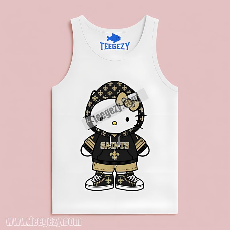 New Orleans Saints Hello Kitty Fan Tanktop New Orleans Saints Hello Kitty Fan Tanktop