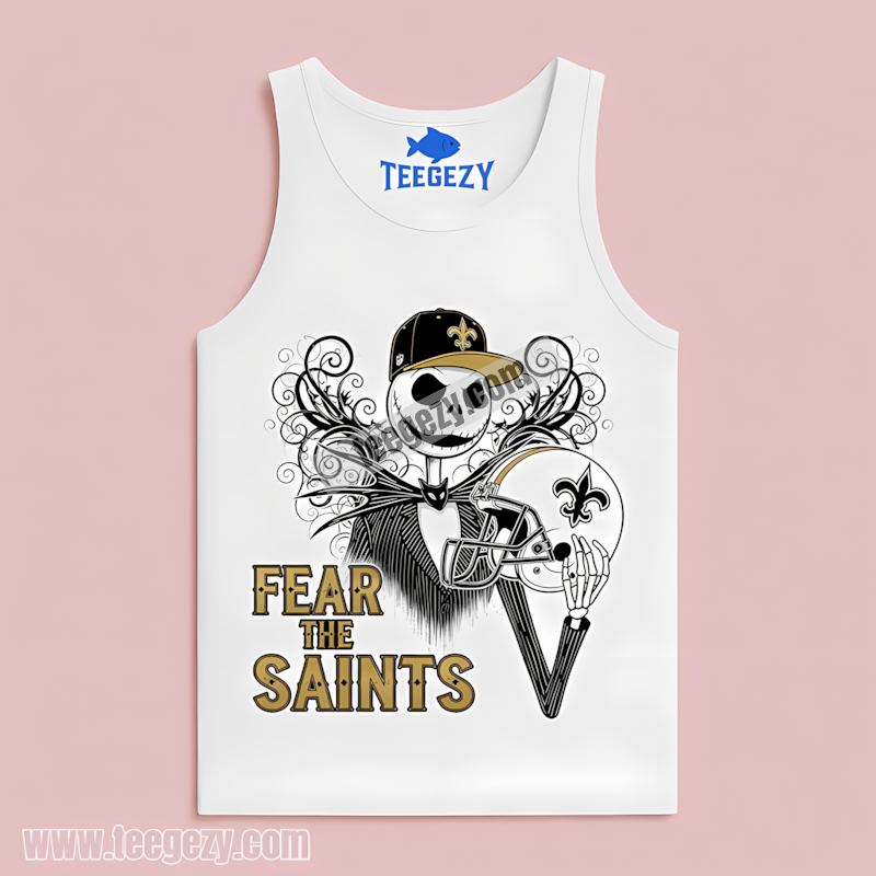 New Orleans Saints Jack Skellington Fan Tanktop New Orleans Saints Jack Skellington Fan Tanktop