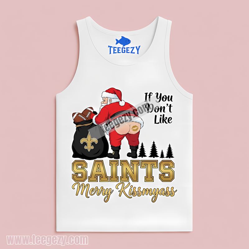 New Orleans Saints Merry Kissmyass Santa Funny Tanktop New Orleans Saints Merry Kissmyass Santa Funny Tanktop