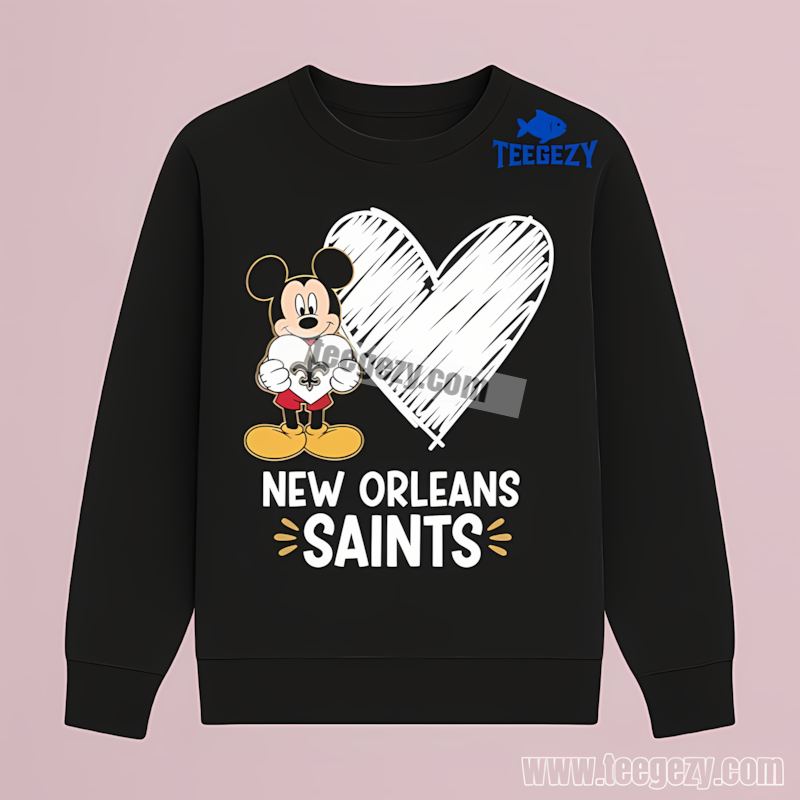 New Orleans Saints Mickey Heart Fan Long Sleeve New Orleans Saints Mickey Heart Fan Long Sleeve