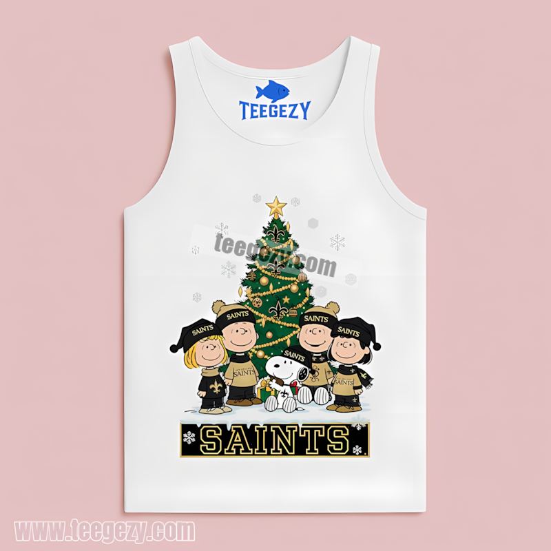 New Orleans Saints Peanuts Christmas Fan Tanktop New Orleans Saints Peanuts Christmas Fan Tanktop