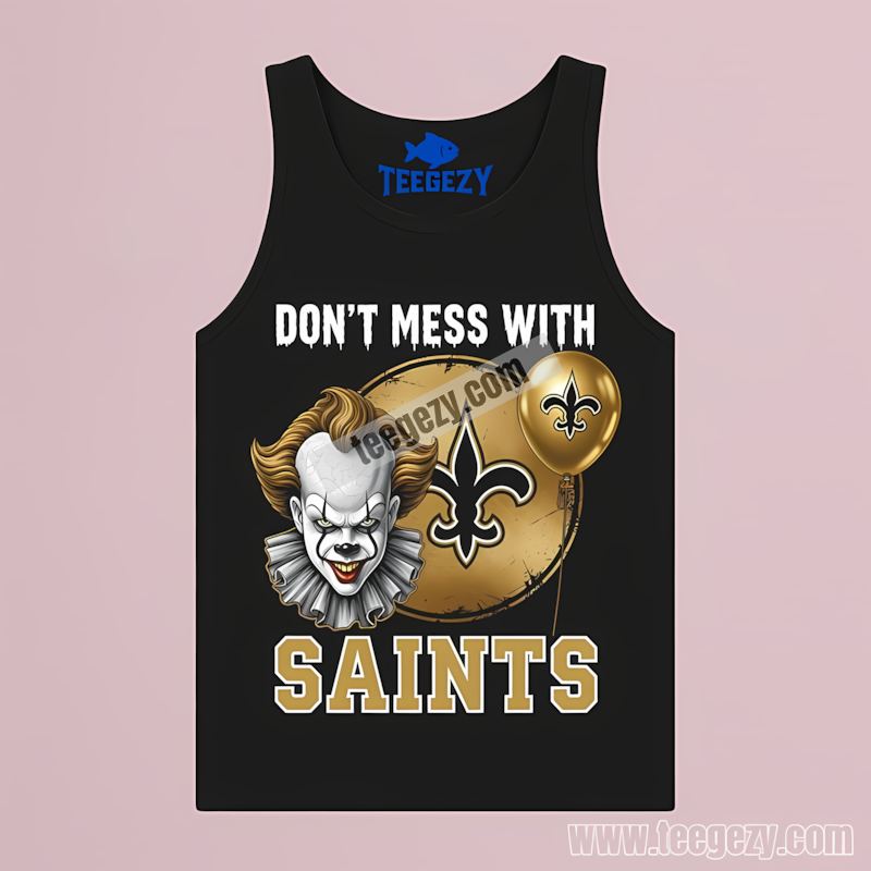 New Orleans Saints Pennywise Halloween Fan Tanktop New Orleans Saints Pennywise Halloween Fan Tanktop