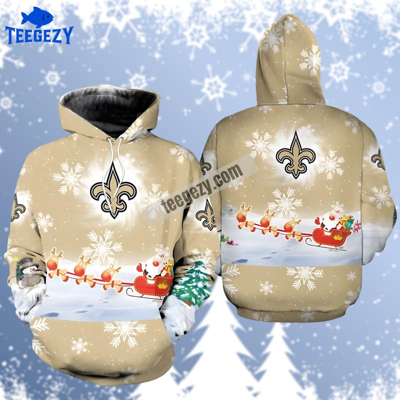 New Orleans Saints Santa Claus Is Coming Yellow Christmas Mens 3D Hoodie New Orleans Saints Santa Claus Is Coming Yellow Christmas Mens 3D Hoodie