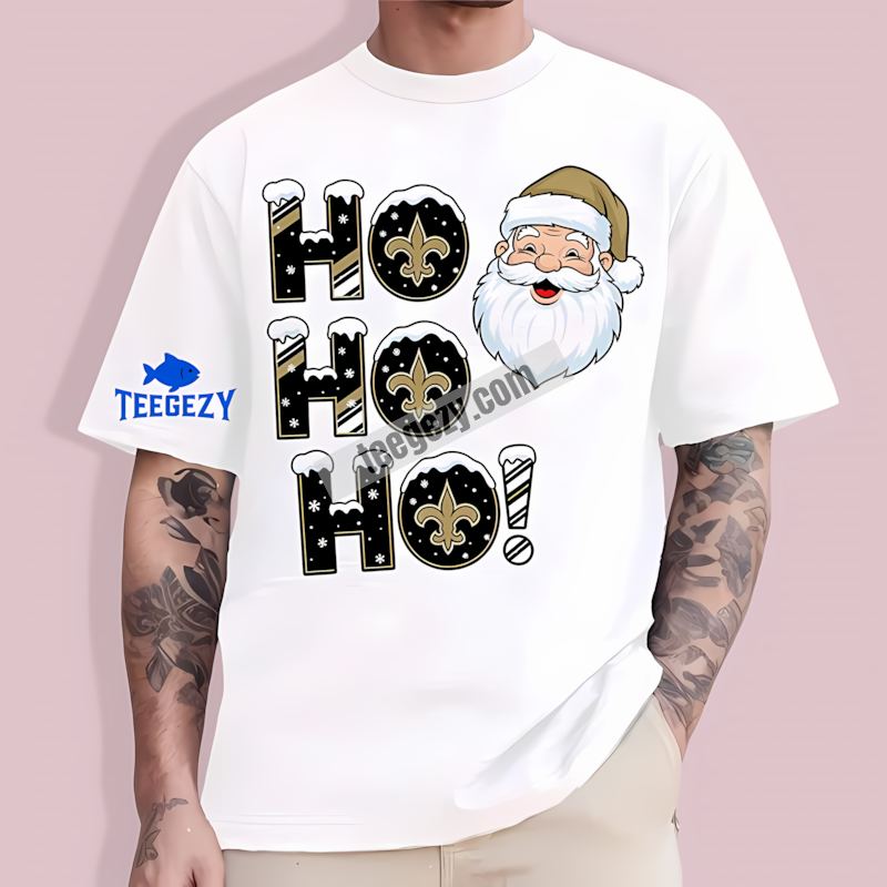 New Orleans Saints Santa Ho Ho Ho Christmas T-Shirt New Orleans Saints Santa Ho Ho Ho Christmas T-Shirt