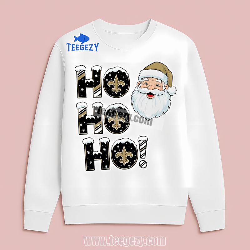 New Orleans Saints Santa Ho Ho Ho Christmas Long Sleeve New Orleans Saints Santa Ho Ho Ho Christmas Long Sleeve