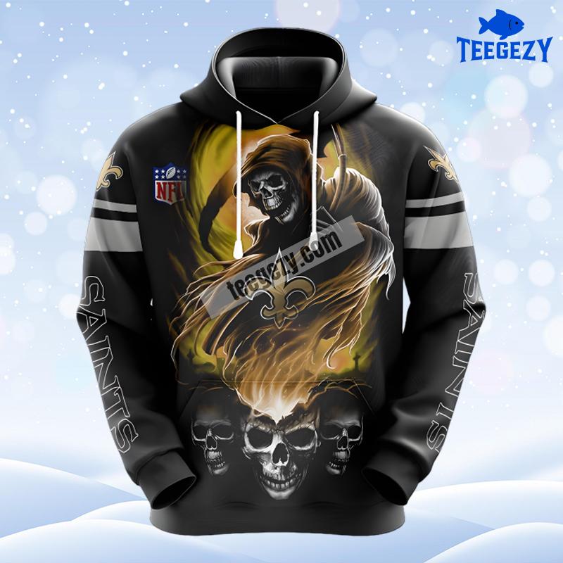 New Orleans Saints Skull Black Design 3D Hoodie New Orleans Saints Skull Black Design 3D Hoodie
