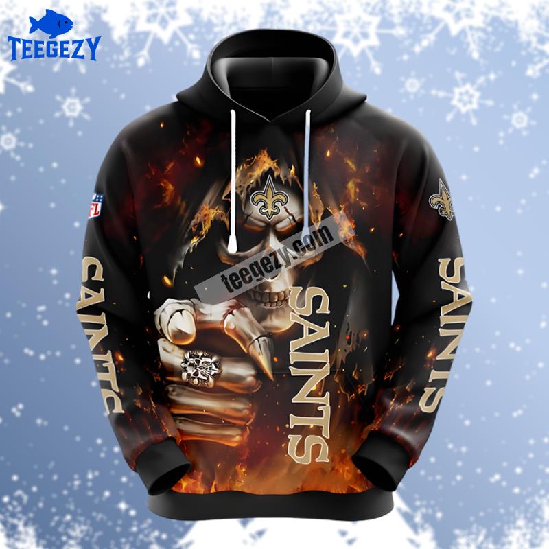 New Orleans Saints Skull Champion Black Pattern 3D Hoodie New Orleans Saints Skull Champion Black Pattern 3D Hoodie