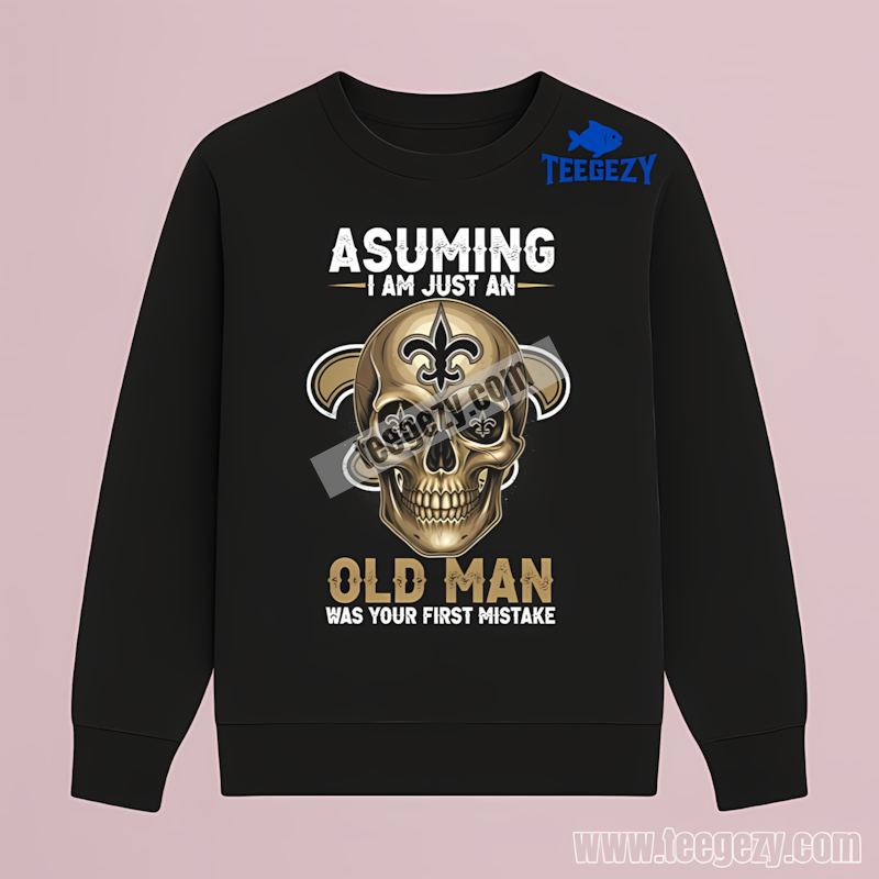 New Orleans Saints Skull Fan Long Sleeve For Old Man New Orleans Saints Skull Fan Long Sleeve For Old Man