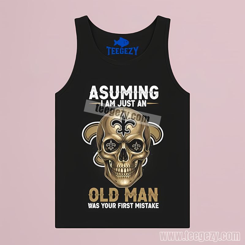 New Orleans Saints Skull Fan Tanktop For Old Man New Orleans Saints Skull Fan Tanktop For Old Man