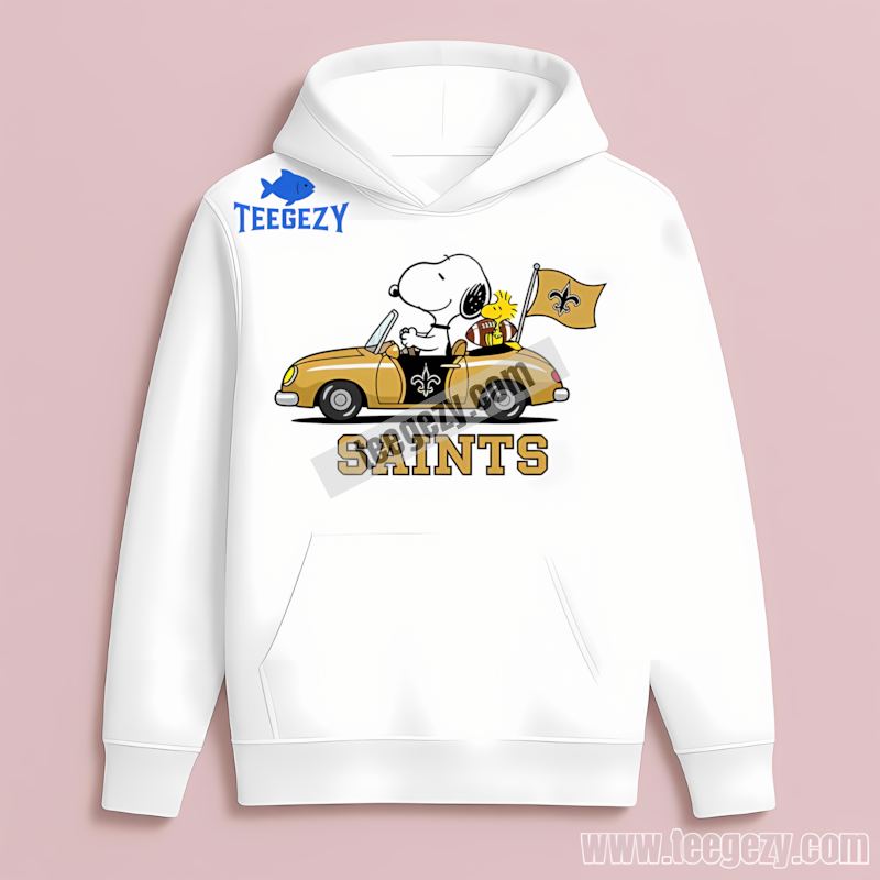 New Orleans Saints Snoopy Driving Car Mens Fan Hoodie New Orleans Saints Snoopy Driving Car Mens Fan Hoodie