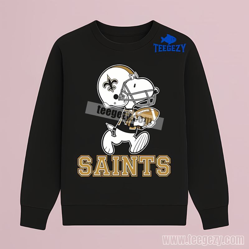 New Orleans Saints Snoopy Football Running Long Sleeve New Orleans Saints Snoopy Football Running Long Sleeve