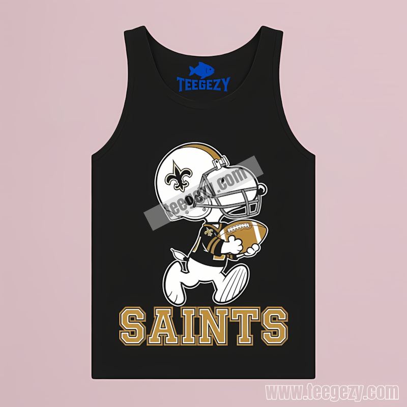 New Orleans Saints Snoopy Football Running Tanktop New Orleans Saints Snoopy Football Running Tanktop