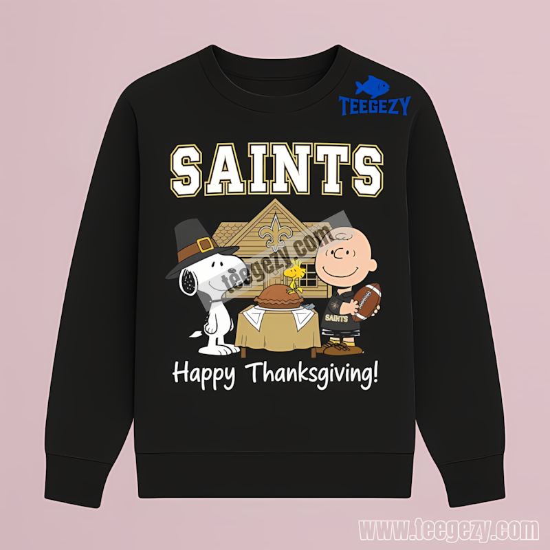 New Orleans Saints Snoopy Thanksgiving Fan Long Sleeve New Orleans Saints Snoopy Thanksgiving Fan Long Sleeve