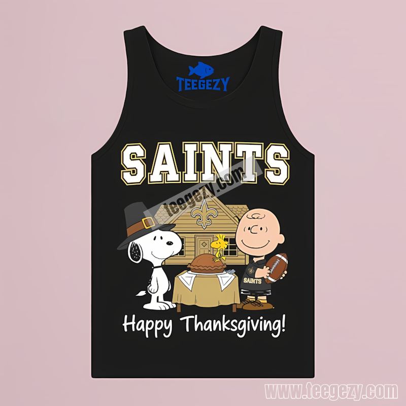 New Orleans Saints Snoopy Thanksgiving Fan Tanktop New Orleans Saints Snoopy Thanksgiving Fan Tanktop