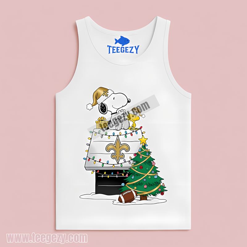 New Orleans Saints Snoopy Woodstock Christmas Tanktop New Orleans Saints Snoopy Woodstock Christmas Tanktop
